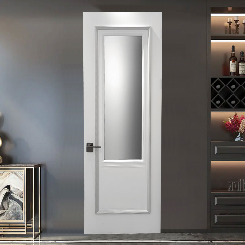 GW-501B White Flat PVC MDF Interior Wooden Glass Door